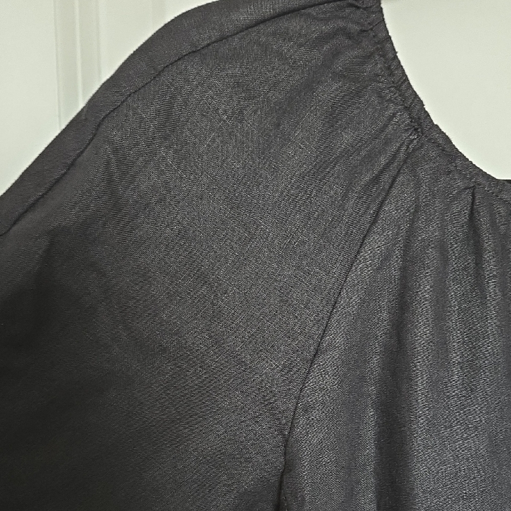 Everlane Black Puff Sleeve Linen Dress - Picture 8 of 10